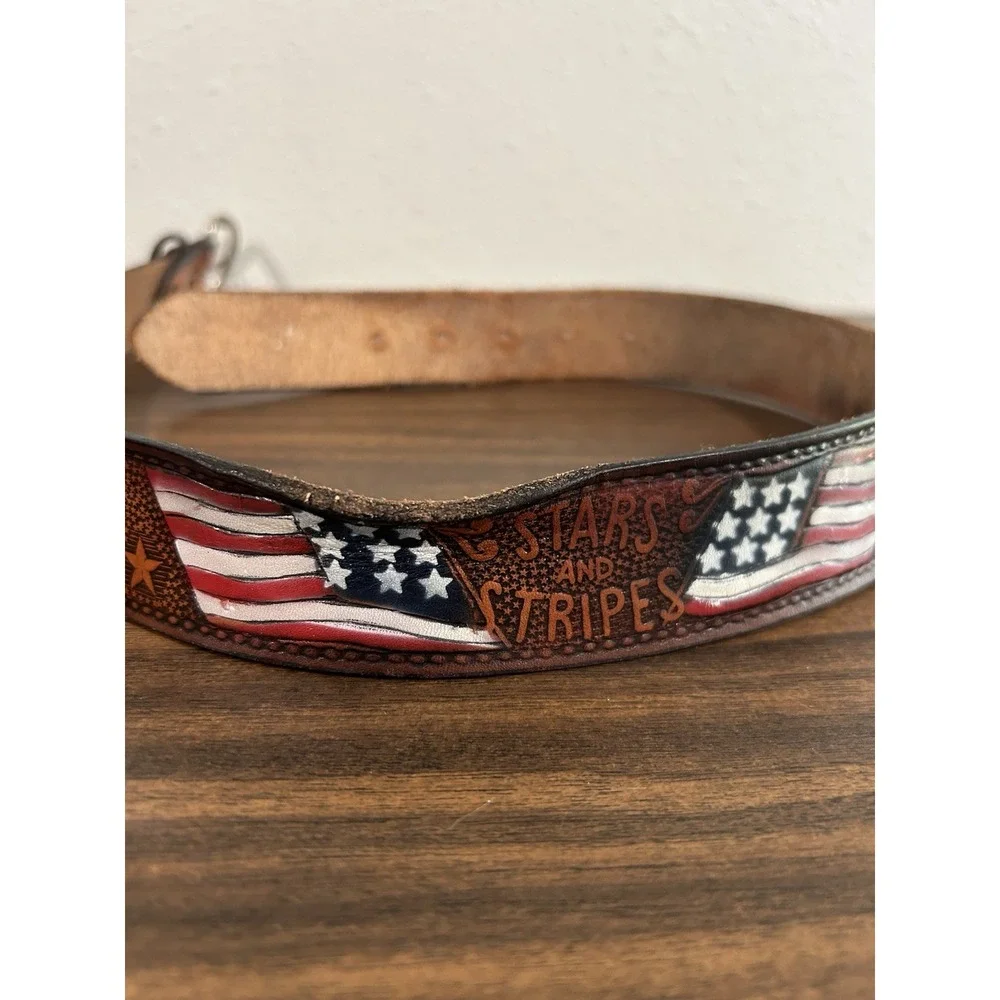 Brushy Creek Genuine Leather American Flag Stars & Stripes USA Made Size 30